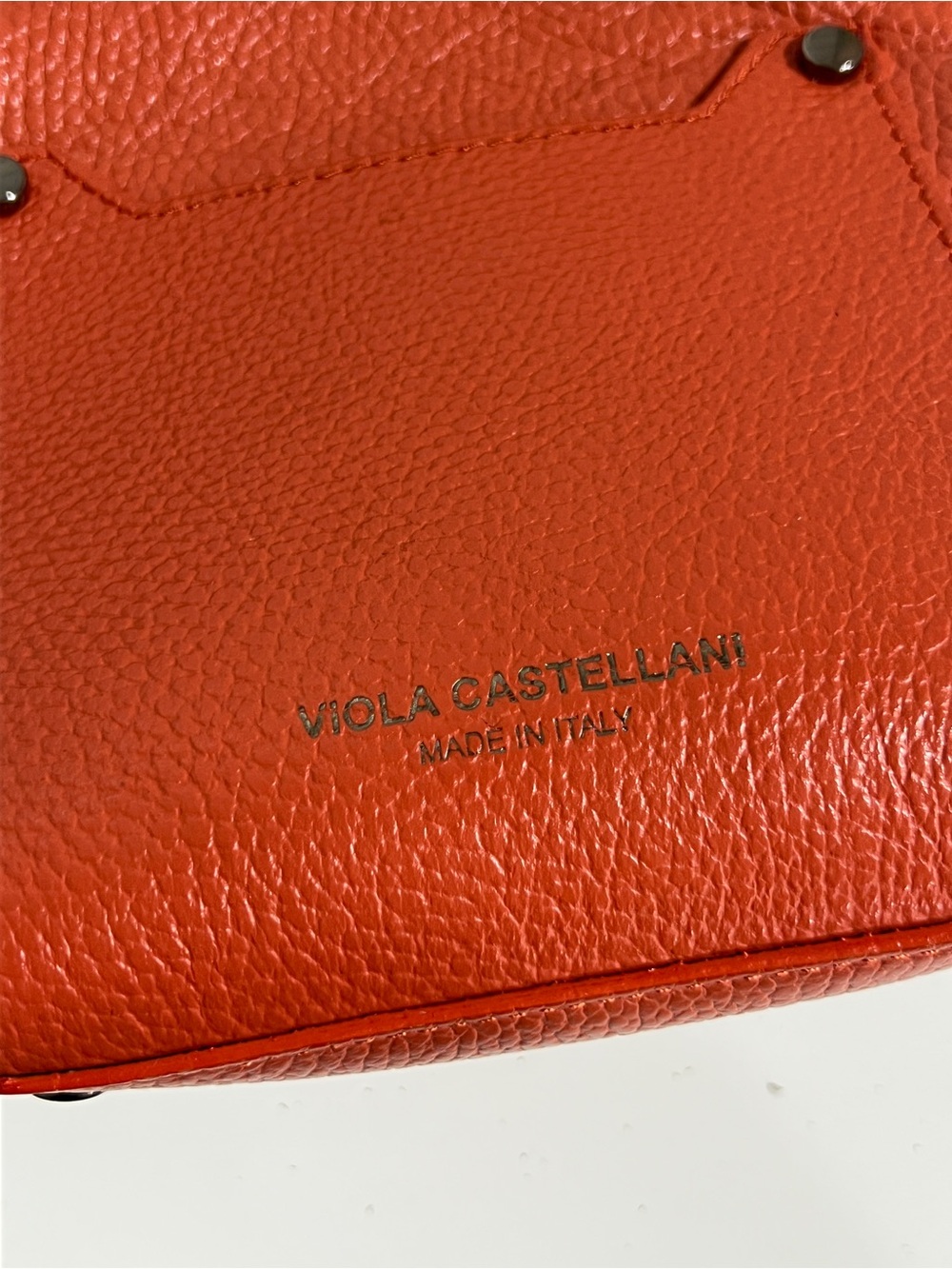 Viola Castellani Orange Pebbled Leather Crossbody Bag